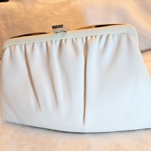 White Vintage LEATHER Clutch/Handbag by Andi